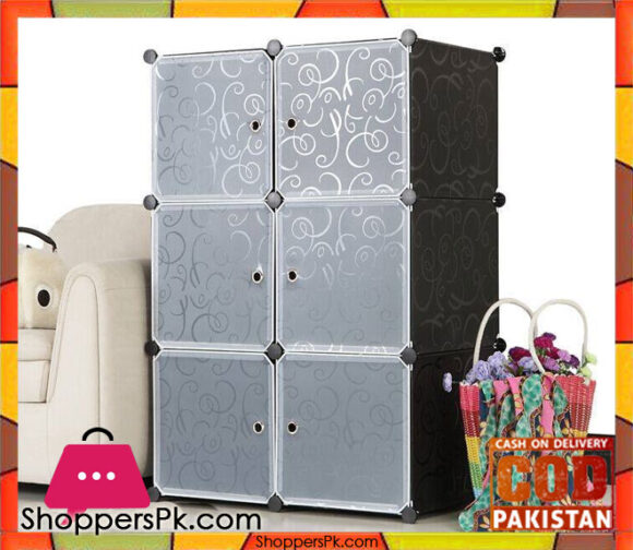 Intelligent Plastic Portable Cube Cabinet - 6 Cubes