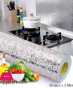 Kitchen Oil Proof Waterproof Sticker Aluminum Foil Kitchen Stove Cabinet Stickers Self Adhesive Wallpapers DIY Wall Stickers ( 61cm x 1.5 Meter )