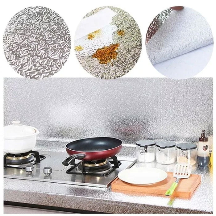 Kitchen Oil Proof Waterproof Sticker Aluminum Foil Kitchen Stove Cabinet Stickers Self Adhesive Wallpapers DIY Wall Stickers ( 40 cm x 1.5 Meter )