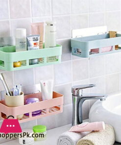 Multi Storage Wall Hanging Shelf Plastic Self Adhesive Magic Sticker One Piece