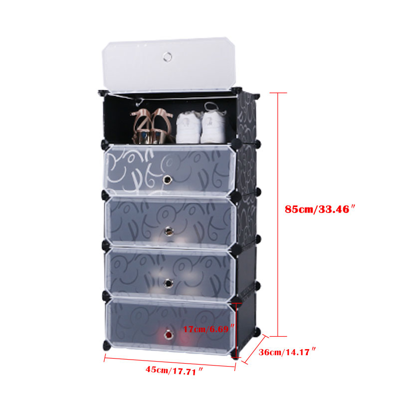Intelligent Plastic Portable Cube Cabinet - Shoe Rack 10 Cube