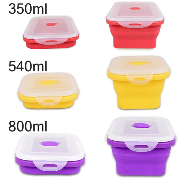 3 Foldable Silicone Folding Food Boxes Storage Containers