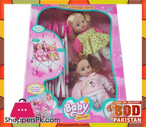 Baby Carriage Double Doll with Sound