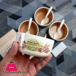 Bobby Rabbit Food Containing Plastic Bowls With Spoons For Kids Set Of 4