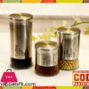 Elegant Tea, Coffee and Sugar Glass Storage Canister Set Stainless Steel