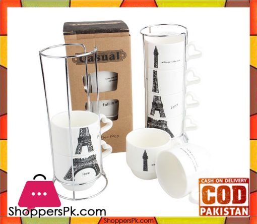 Eiffel Tower Overlaying 4 In 1 Coffee Tea Cup Set