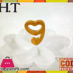 H.T Flower Dish With Wooden Handle