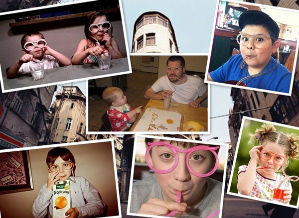 Hot! Funny Soft Plastic Straw Glasses Unique Flexible Drinking Tube Kids