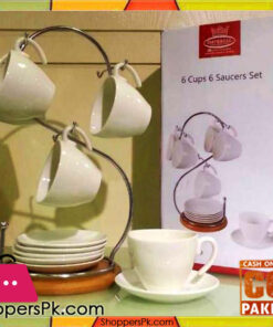 6 Pcs Mug and Saucer Set with Stand