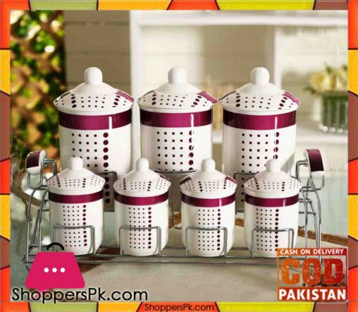 SOLECASA 7 Pcs Porcelain Canisters With Stand