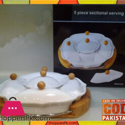 Sectional Serving Dish with Wooden Stand