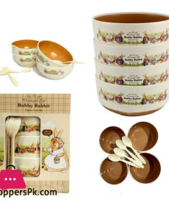 Bobby Rabbit Food Containing Plastic Bowls With Spoons For Kids Set Of 4