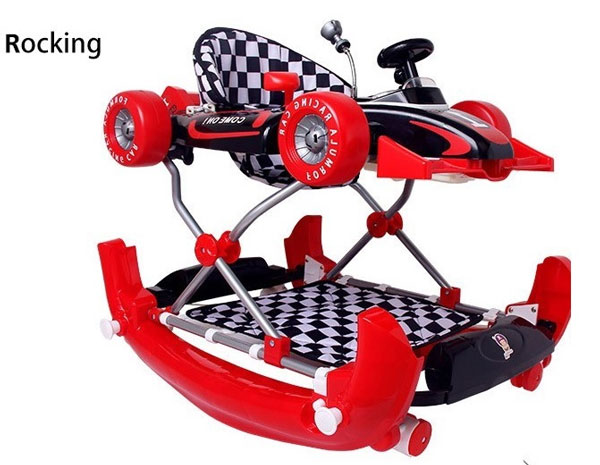 4 In1 Baby Walker Rocker Formula Racing Car And Push Handle-Red