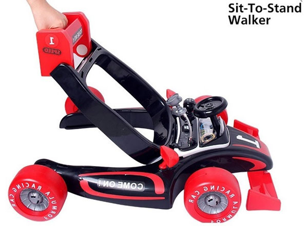 4 In1 Baby Walker Rocker Formula Racing Car And Push Handle-Red