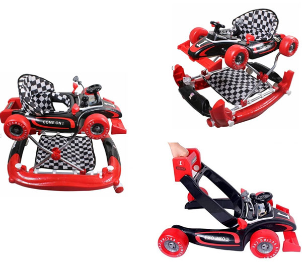 4 In1 Baby Walker Rocker Formula Racing Car And Push Handle-Red
