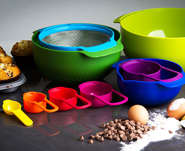 9 Piece Multicolor Measuring Cups And Spoons Bowl Set