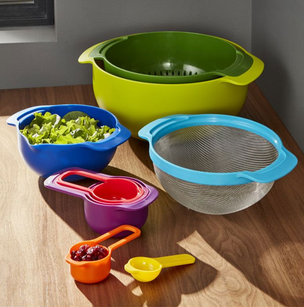 9 Piece Multicolor MEASURING Cups And Spoons Bowl Set