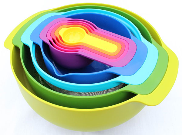 9 Piece Multicolor Measuring Cups And Spoons Bowl Set