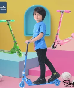 Foldable-Kids-Scooty-3-Black-Wheel-Transparent-Wheel-with-Adjustable-Height-For-2-8-Years-Kids