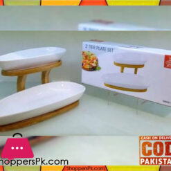 Imperial 2 Tier Serving Plate Set with Wooden Stand