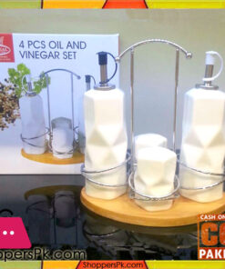 Imperial 4 Pieces Oil And Vineger Set With Wooden Stand
