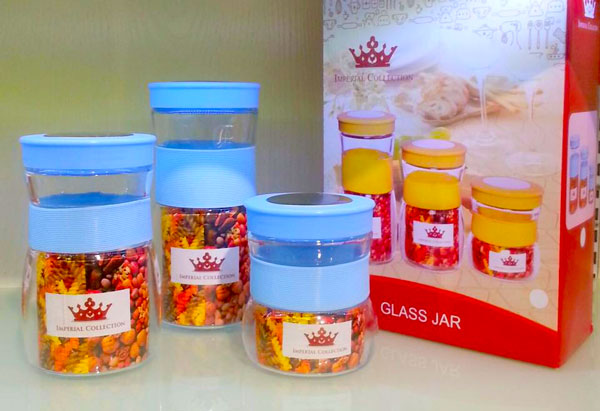 Imperial Collection 3 Pieces Glass Jar Set
