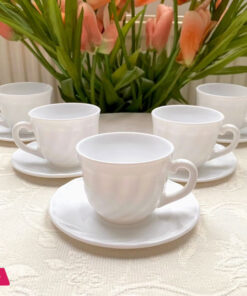 Opal Glass Marble Cup and Saucer Set