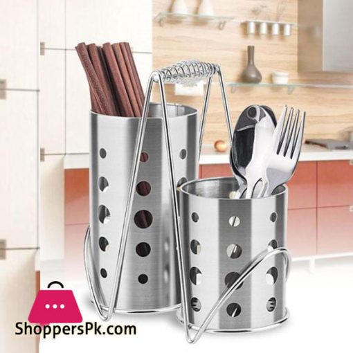 Set Of 2 Stainless Steel Cuttlery Holder