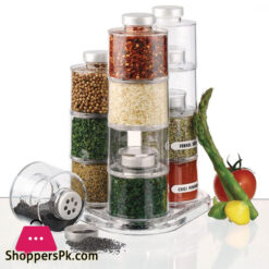 Spice Jar Bottle Tower Carousel Clear Acrylic Rack Container Storage Spice Tower 12 Pieces