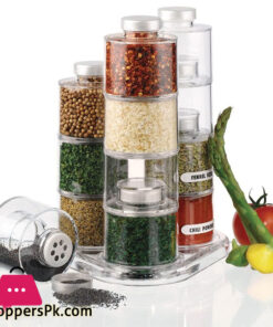 Spice Jar Bottle Tower Carousel Clear Acrylic Rack Container Storage Spice Tower 12 Pieces