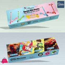 Shopino Kids Scooter Foldable - Black &Amp; Transparent Wheel - Bacchon Ki Scooty - Adjustable Height - 2-8 Years Kids