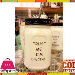 Ceramic Mason Jar with Straw