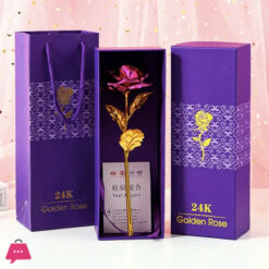 Romantic 24 K Golden Red Rose