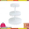Round Metal Cupcake Stand with Eyelet Edge, 3-Tier, White