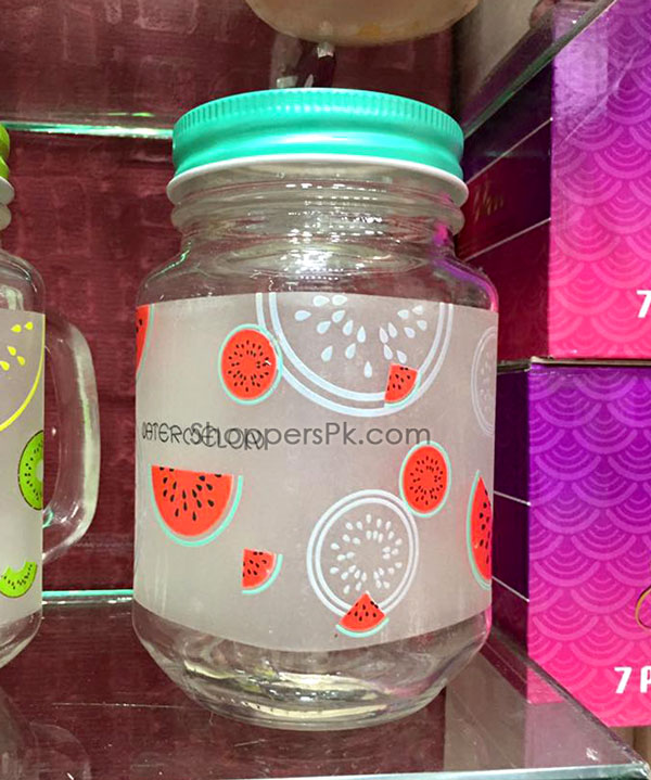 Mason Jar Fruit Print Check Led &Amp; Color Straw