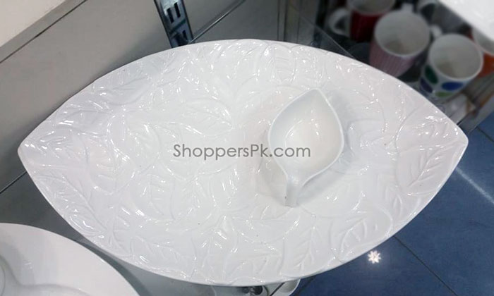 Leaf Serving Dish With Sauce Holder