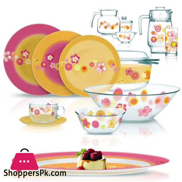 Luminarc Glassware Bubble Flower Dinner Set - 71 Pieces