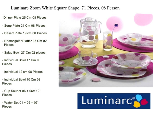 Luminarc Glassware Bubble Flower Dinner Set - 71 Pieces