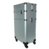 ABL 4 in 1 Portable Traveling Aluminum Professional Makeup Trolley Cart with Multiple-Sized Compartments and Wheels - Silver