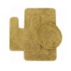 3 Pc Gold Bathroom Set Bath Mat Rug, Contour, And Toilet Lid Cover, With Rubber Backing