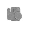 3 Pc SILVER Bathroom Set Bath Mat RUG, Contour, and Toilet Lid Cover, with Rubber Backing