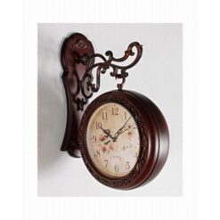 Double Sided Wall Clock - Brown