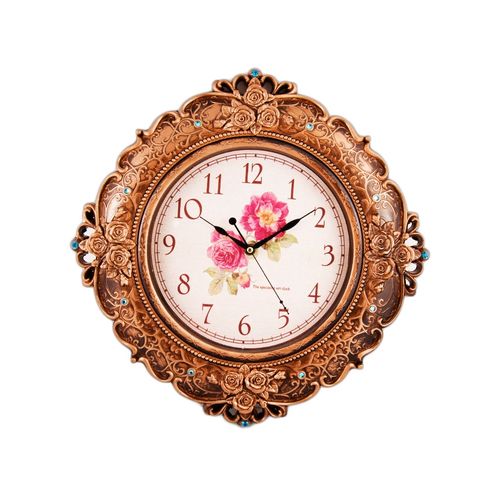 Bronze Wall Clock With Blue Pearls - 15x15"