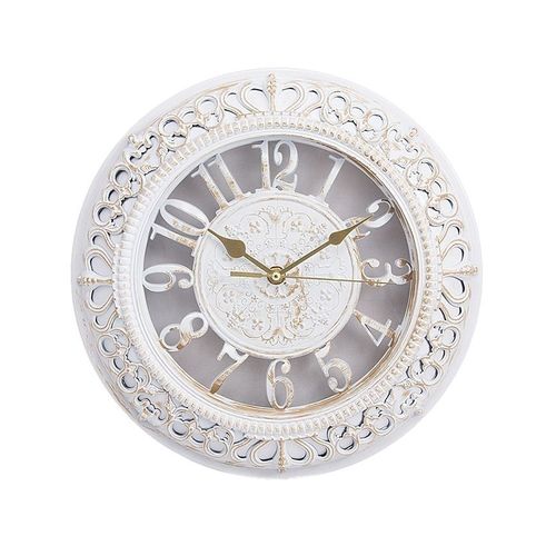 Gold Shaded Antique Wall Clock - 12x12" - White