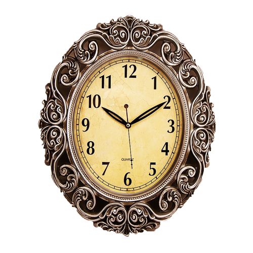 Antique Wall Clock With Silver Finishing - 15x19"