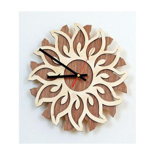Wooden Flower Shaped Double Tone Wall Clock