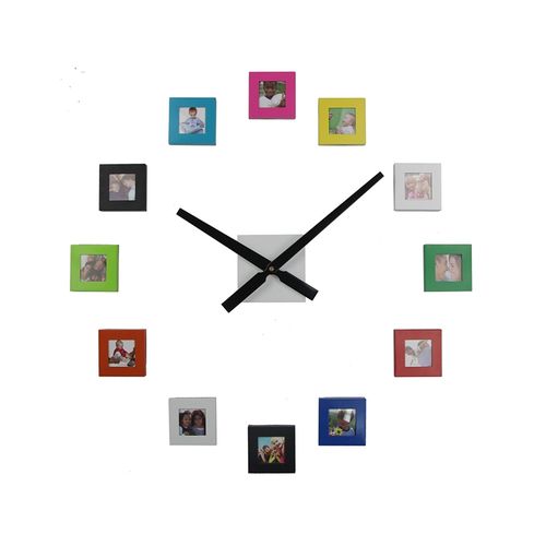 12 Photo Wall Clock & Photo Frame - Multicolor