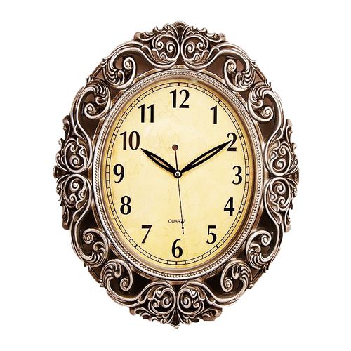 Antique Wall Clock With Silver Finishing - 15x19"