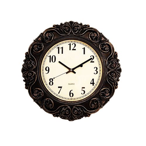 Gold Shaded Antique Wall Clock - 17x17" - Black