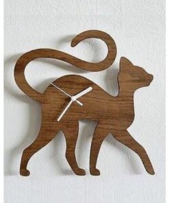 Wooden Cat Shaped Clock for Kids Room